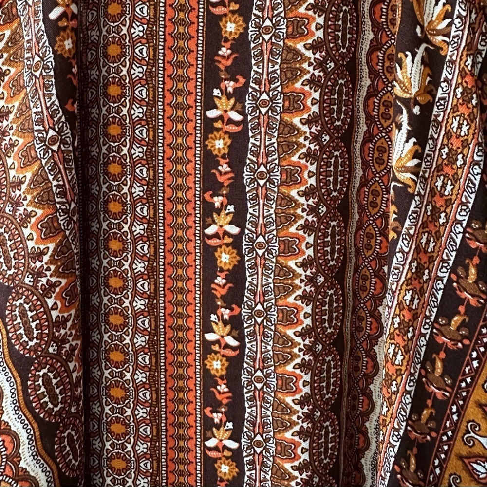 Wrap Around V Neck Racerback Tank Top Bohemian Brown Orange Black White XL - Picture 7 of 7